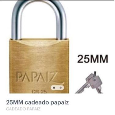 Imagem de Papaiz CR 25mm: Cadeado de Latão com 2 Chaves