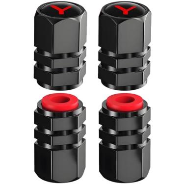 Imagem de Tampas de haste de válvula de pneu de carro de alumínio compatíveis com tampas de válvula de roda de carro acessórios universais para carro, SUV, bicicleta e motocicleta (Y)