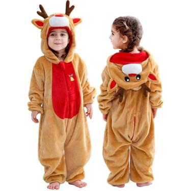 Imagem de MICHLEY Unisex Baby Halloween Party Cosplay Pajamas Infant Toddler Animal Dress Hooded Romper 6-12 Months, Beer B