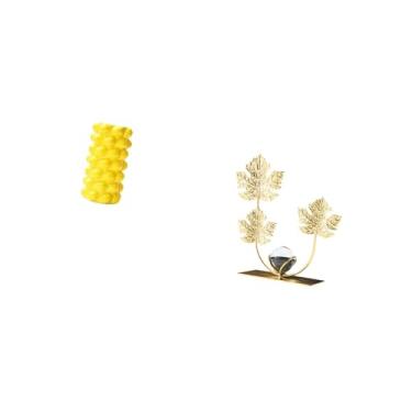 Imagem de Fenteer Vaso de Flores de Porcelana E Arranjo de Escultura de Folhas para Mesa de Sala de Estar, Enfeite de Mesa, Decoração Moderna para Casa, Itens Colecioná