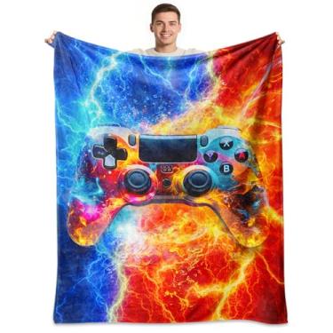 Imagem de Cobertor de jogos para meninos, cobertor de presente para meninos e crianças, cobertor macio aconchegante para sofá ou quarto, coisas de jogos 152 x 203 cm