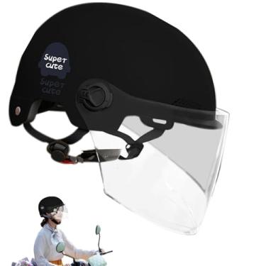 Imagem de Capacete masculino,Capacete | seguro para motocicleta para ciclismo - Chapelaria de rosto aberto, chapéus de ciclismo de meia face com proteção solar vintage para andar de bicicleta, homens e