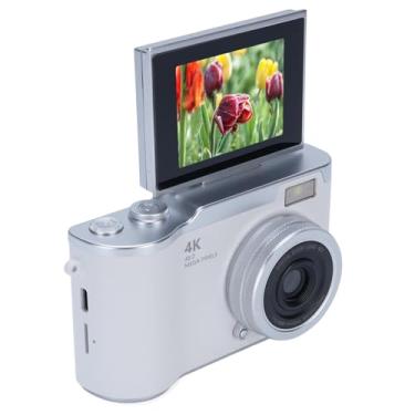 Imagem de Câmera Digital, 1080p HD 48MP Digital Point & Shoot Camera Com Tela Flip HD de 2,4 Polegadas, Built In LED Preenchimento Luz, Zoom Digital 8x, para Adolescentes Alunos (Branco)