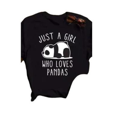 Imagem de Camiseta Feminina Solta De Verão Com Estampa De Coração De Panda, Mang