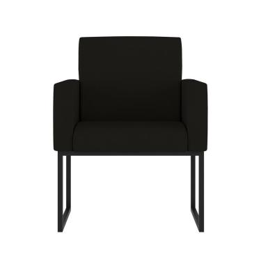 Imagem de Cadeira Poltrona Com Base De Ferro Courino Preto Reforçada Cor:preto Preto