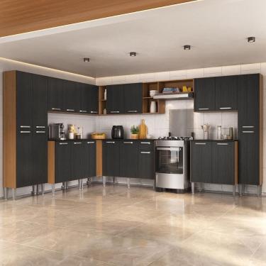 Imagem de Armário Cozinha Modulada Completa de Canto 534cm Pequim Pop Multimóveis MP3771