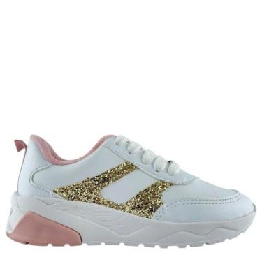 Imagem de Tênis Infantil Menina Molekinha Com Glitter, Branco, Dourado, 31