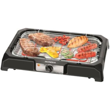Imagem de Churrasqueira Grill Eletrica Mondial 1800W Preta Inox 220V, Preto, 110