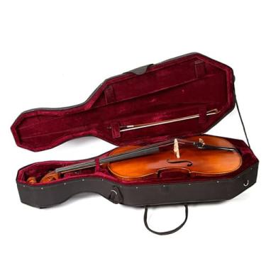 Imagem de Material de madeira maciça de bordo de violoncelo de madeira maciça de tigre feito à mão com caixa de armazenamento requintada, adequado para iniciantes e profissionais tocarem e praticarem (Size : 1