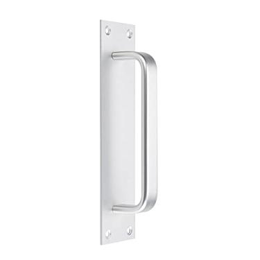Imagem de Puxador da porta deslizante Puxador da porta do banheiro anti-fogo Placa de puxar da porta corta-fogo Porta de segurança Puxador do banheiro sem desbotamento, prata fosca