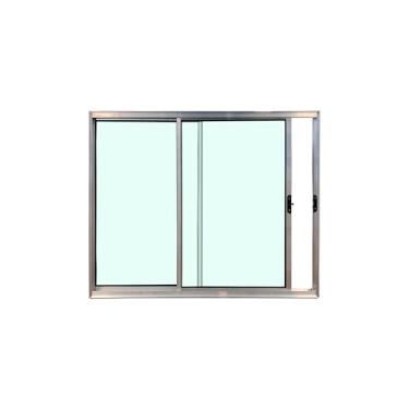 Imagem de Janela de Correr 2 Folhas 100 X 120 Linha Esmeralda – Alumínio Brilhante com Vidro Liso 3mm