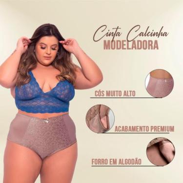 Imagem de Calcinha Tanga Senhora Plus Size Grande Cinta Modeladora Cós Alto Rend