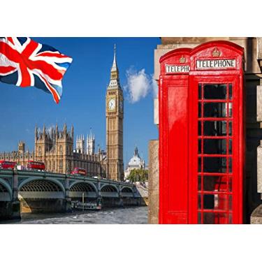 Imagem de BELECO Tecido de 2,1 x 1,5 m Pano de fundo de Londres Big Ben England Parlamento da Inglaterra Ponte Westminster Bandeira Britânica cabine telefônica vermelha Fundo do Reino Unido Decorações de festa