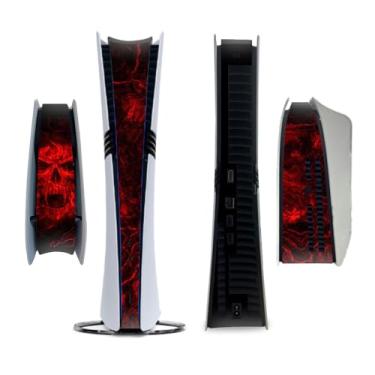Imagem de Adesivo lateral completo do meio personalizado para PS5 PRO Disc Console Center Skin Console Skin Decalque Vinil Skin (Caveira Vermelha)