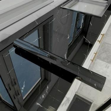 Imagem de Papel de parede cozinha bancada película protetora mármore PVC folha de alumínio à prova de óleo à prova de umidade resistente a altas temperaturas autoadesivo opaco padrão de mármore preto 40 * 1000