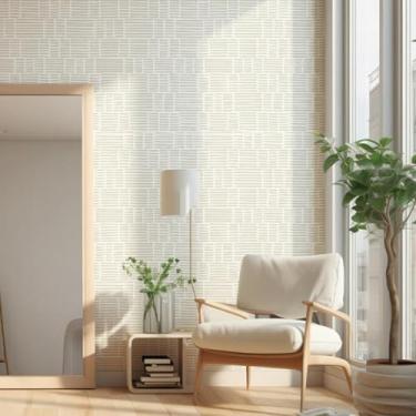 Imagem de Papel de parede moderno listrado impermeável autoadesivo papel de parede espesso para quarto, sala de estar e escritório, quadrados de patchwork cinza e branco 44 * 1000 cm