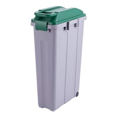 Imagem de Caixote do lixo ao ar livre, lixeira de cozinha com tampa, lixeira retangular de plástico/lixeira, lixeira com 2 polias, lixeira de 5,6 Gal/25L