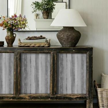 Imagem de Papel de parede moderno listrado impermeável autoadesivo espesso para quarto, sala de estar e escritório cinza 44 * 500 cm