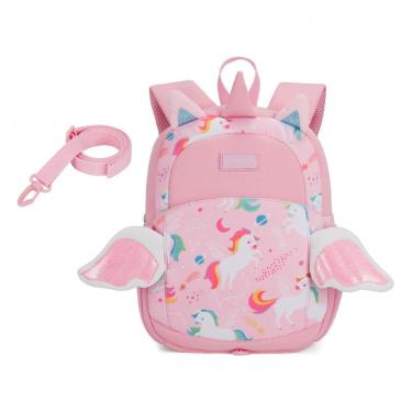 Imagem de Mochila infantil mommore unicórnio rosa com guia de segurança
