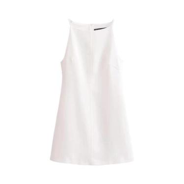 Imagem de Vestido Mini Bodycon - Branco, Preto, Vermelho e Azul - Decote Halter,