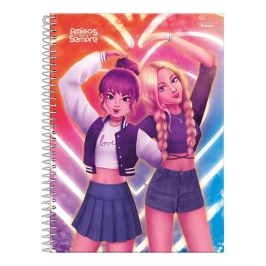 Imagem de Caderno Espiral Capa Dura 10 Matérias Foroni Amigas para Sempre 160 Folhas 200X275MM 01...