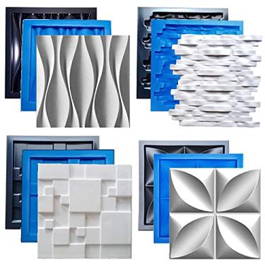 Imagem de Kit Moldes pra Gesso 3D e Cimento ABS Formas Painel Revestimento placa pra Parede