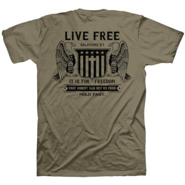 Imagem de Hold Fast Camiseta Kerusso Live Free It is for Freedom That Christ Has Set Us Free Eagles Putty marrom algodão gola redonda, Massa marrom, P