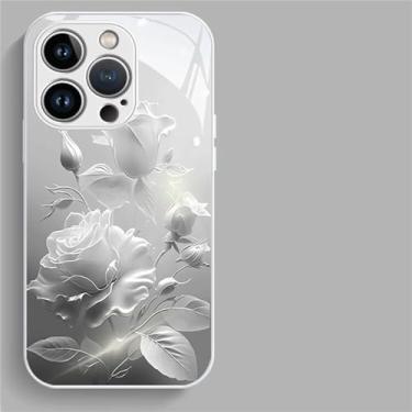 Imagem de Capa dura de pintura metálica de vidro temperado para iPhone 15 14 13 11 12 Mini Pro X XR XS Max Capa de vidro para câmera, cinza branco, para iPhone 12 MINI