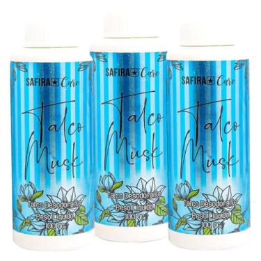 Imagem de Kit 3 Talcos Corporal Perfumado 100g Musk Safira Cosméticos - SAFIRA C