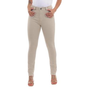Imagem de Calça Feminina Skinny Jeans Sarja Com Elastano Ajusta Ao Corpo Costura