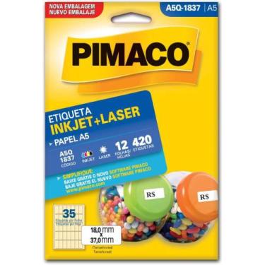 Imagem de Etiquetas A5 A5Q-1837 12 Folhas 18,0 X 37,0 MM - Pacote com 420 Etique
