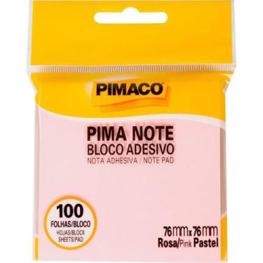 Imagem de Bloco de Recado Autoadesivo Pimanote Rosa 76X76MM 100 Folhas - Pimaco