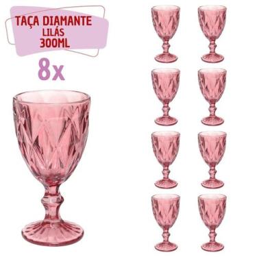 Imagem de Taças Diamante Copos Vidro Lilás Bico De Jaca 300ml 8 Unidad - QUALITY