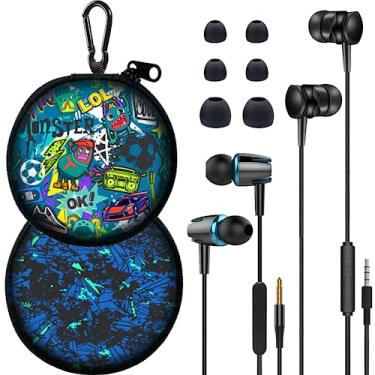 Imagem de GOGOSINIS Conjunto de 2 conjuntos de fones de ouvido com capa para crianças e adolescentes para a escola, fones de ouvido com fio com capa e pontas pequenas, fones de ouvido de 3,5 mm para telefone e