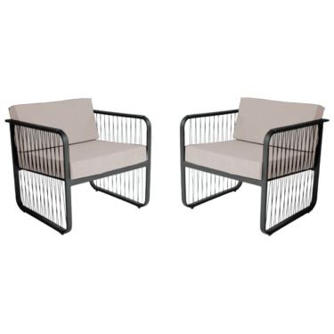 Imagem de Conjunto 2 Poltronas para Área Externa Santiago em Alumínio e Fibra Sintética Acesse Móveis