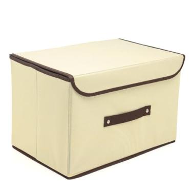 Imagem de Caixa Organizadora Com Tampa Multiuso Guarda-Roupas Closet Brinquedos Objetos Livros(2,Grande Bege)