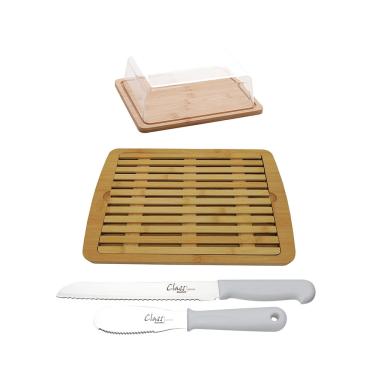 Imagem de Kit Manteigueira Migalheira Faca Pão e Espátula