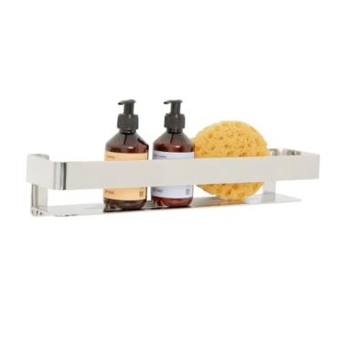 Imagem de Prateleira de chuveiro retangular com trilho em acabamento polido