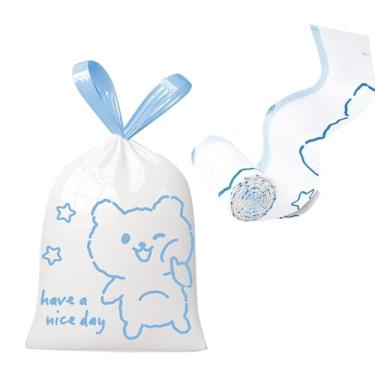 Imagem de Sacos de lixo de 4 galões 300 peças sem rasgos com cordão para banheiro, escritório, casa, quarto, lixeira com lindos sacos de lixo impressos (cor B, 300 peças)