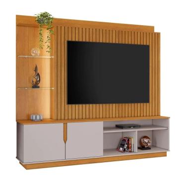 Imagem de Estante para TV Até 60 Polegadas Amparo 2 Portas com Led - Cinamomo/Off White - Jcm Móveis