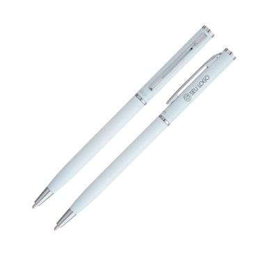 Imagem de Caneta Crown Personalizada Hawai Esferográfica Metal Média Torção Ideal para Presente Gravação a Laser Nome Simbolo Logo Leve Pequena Original (Branco)