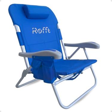 Imagem de ROFFT Cadeira de praia premium reclinável em 5 posições, grande, resistente, alta e leve, com alças de mochila, armazenamento grande e suporte para copos – ideal para adultos e idosos