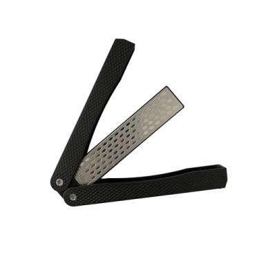 Imagem de Afiador de facas de diamante de dupla face, pedra de amolar de bolso, afiador de facas dobrável de grão 400/600, pedra de amolar com mão antiderrapante (preto)