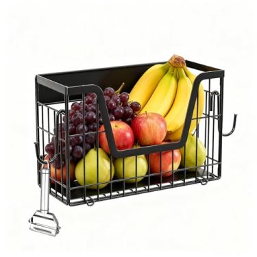 Imagem de Buwico Prateleiras magnéticas, armazenamento magnético para geladeira com dois ganchos, cesta de armazenamento de batata e cebola para geladeira, máquina de lavar, balcão de cozinha, armário