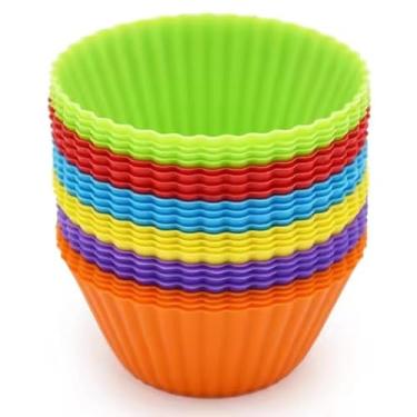 Imagem de Kit 12 Formas de Silicone para Cupcake, Muffin, Bolinho, Assadeira, Air Fryer, Cores Variadas, Resistente a Temperatura, Forminhas, Livre de BPA – Qualidade Premium