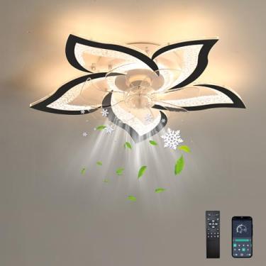 Imagem de Ventilador de teto reversível com luz e controle remoto LED luz de teto regulável inteligente com ventilador silencioso design de 6 velocidades para quarto lustre de sala de estar com tempor
