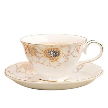 Imagem de Xícara de chá de leite tarde xícaras de chá preto e pires de osso chávena de café com bandeja de porcelana conjunto de bebidas Dropshipping xícara de chá