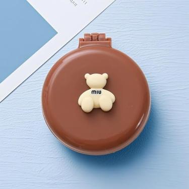 Imagem de Pente redondo dobrável – Mini escova de cabelo para viagem com espelho, escova de cabelo de massagem com almofada de ar para uso em movimento