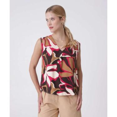 Imagem de Blusa Regata Feminina Crepe Estampa Marisa-73012, Vermelho, Marrom, M