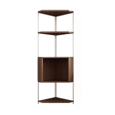 Imagem de CFGH6FDF Estante de canto de madeira maciça multicamadas estante para sala de estar canto armário triangular prateleira de livros independente (marrom, grande)